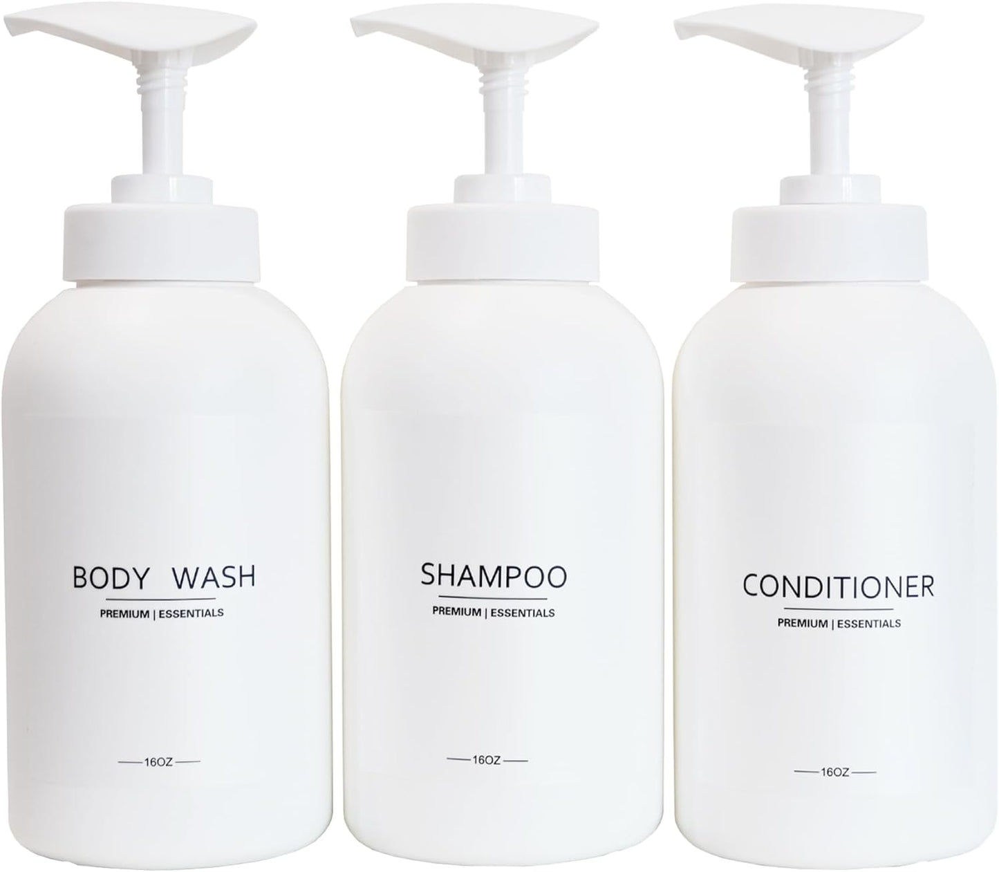 Frosted Pearl White Shampoo and Conditioner Bottles, Refillable Apothecary Dispenser Pump for Shampoo, Sanitizer, Lotion, Oil, Shower Soap, Hand Soap, Dish Soap (3, 500ml)
