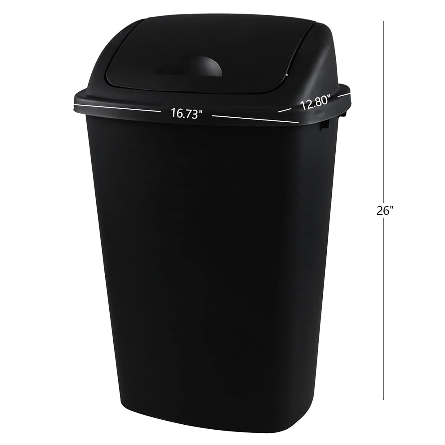Teyyvn 13 Gallon Tall Kitchen Swing Lid Garbage Container, Set of 4 Plastic Trash Bin with Swing Top, Black