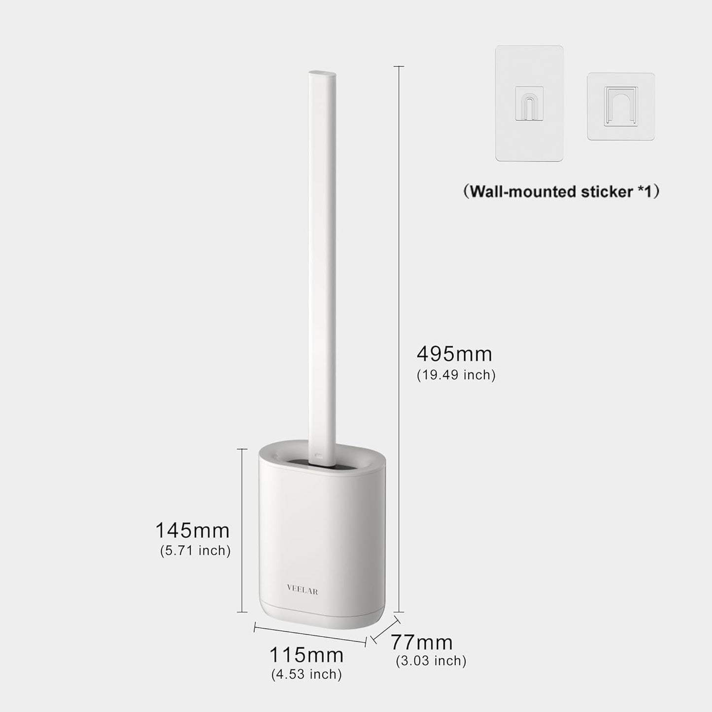 Toilet Brush and Holder Set - Wall Mounted Bathroom Scrub Brush, Toilet Bowl Brush and Plunger Set for Bathroom Cleaner (White)