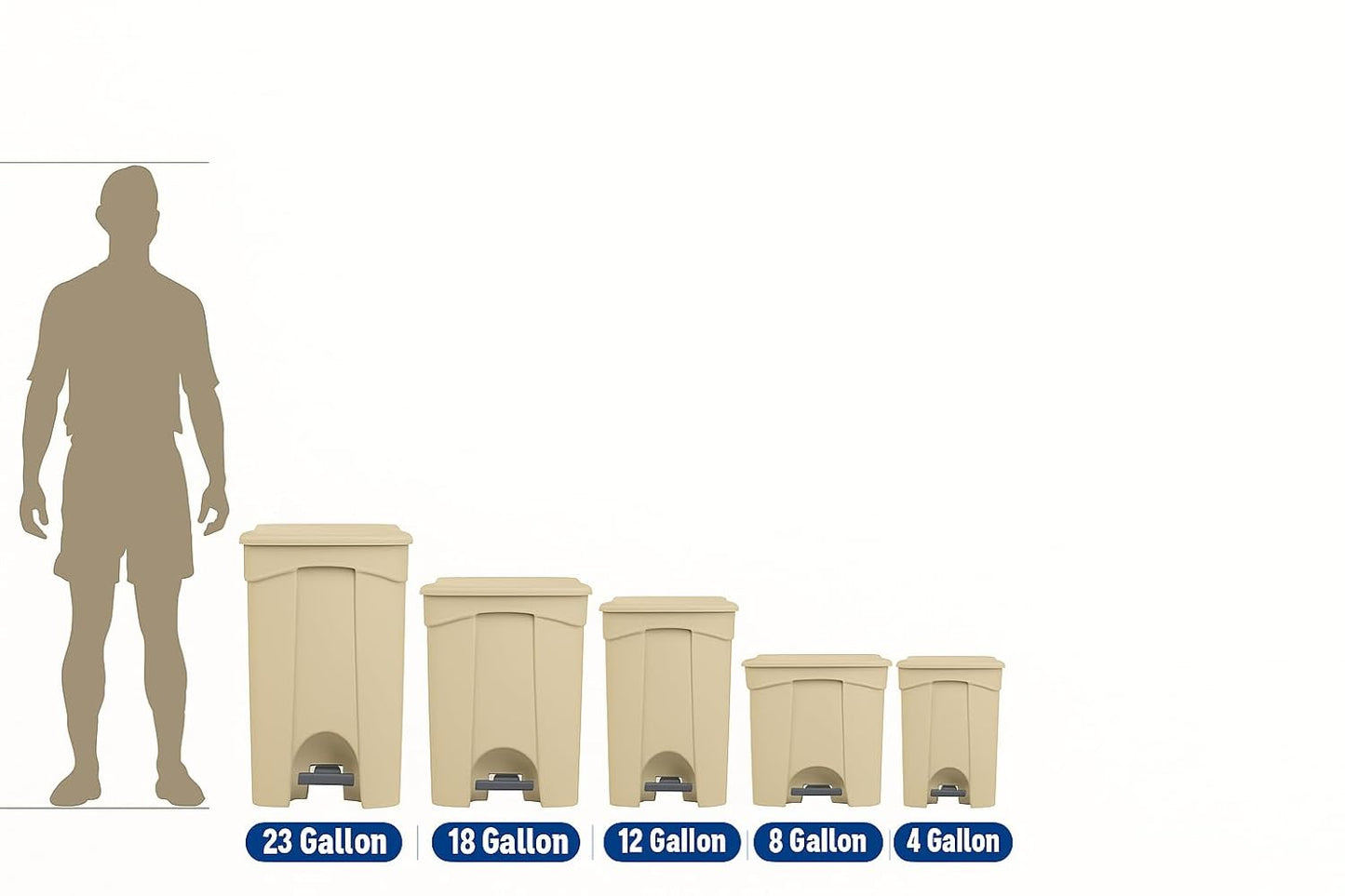 PRO&Family Step-On Trash Can with Lid, Plastic Waste Bin, Foot Pedal Operation (Red, 8 Gallon)