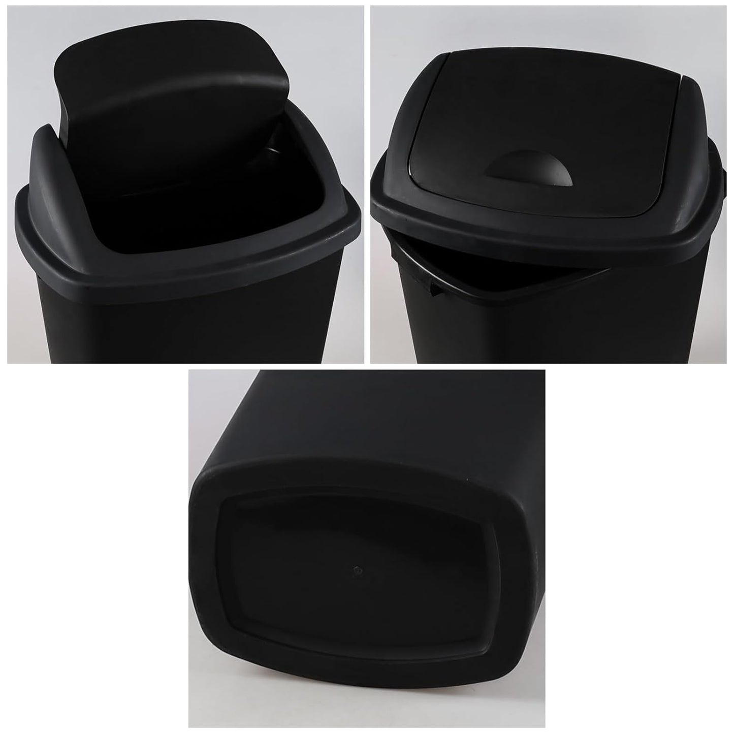 Teyyvn 18 Gallon Tall Plastic Kitchen Trash Can with Swing Lid, 4 Pack Large Plastic Swing Top Waste Bin, Black