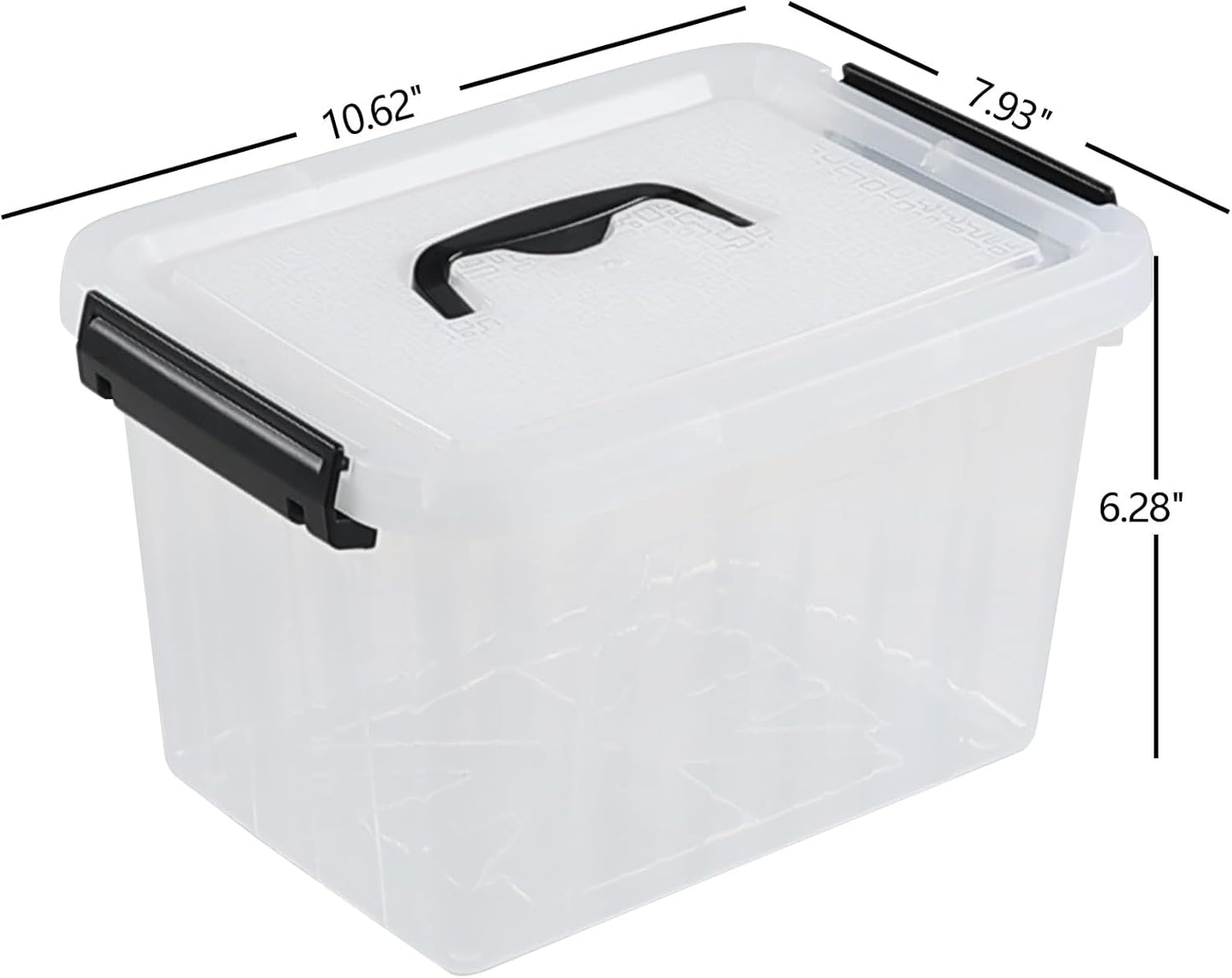 4 Packs Plastic Stackable Storage Container Bin with Lid and Latch, Plastic Latching Box with Handle, 5 L