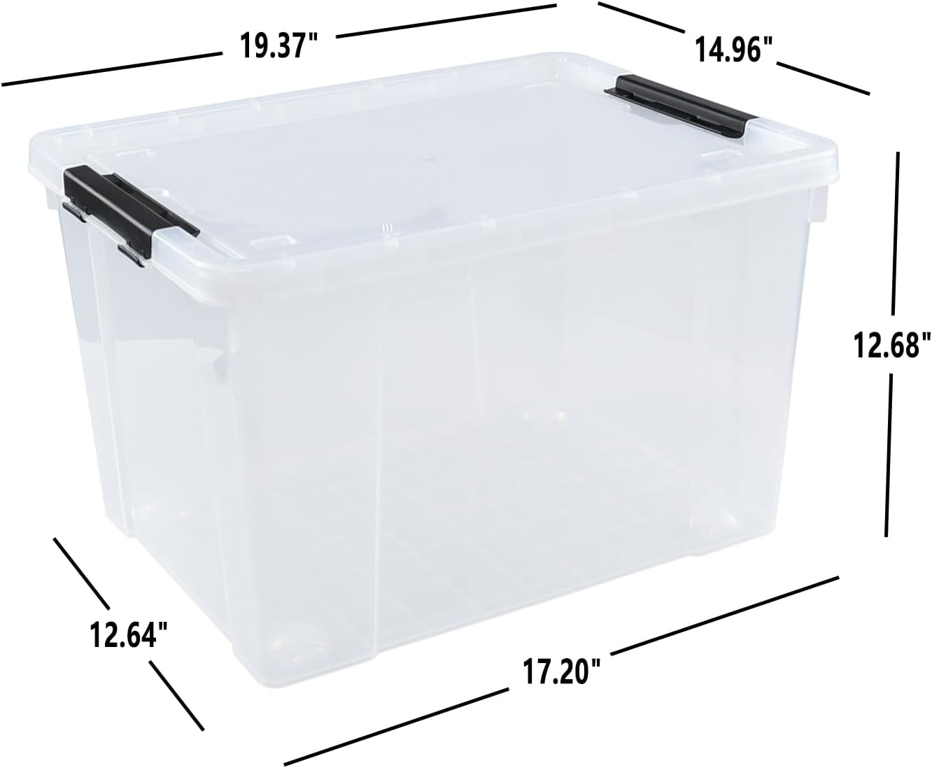 4-Pack 50 L Clear Plastic Storage Bin, Large Clear Latch Box with Wheels