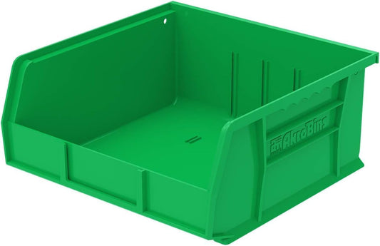 Akro-Mils 30235 AkroBins Plastic Storage Bins, Space-Saving Stackable Bins for Garage, Pantry, Craft Organization, 11" x 11" x 5", Green, 6-Pack
