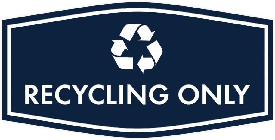 Fancy Recycling Only Sign (Navy Blue/White) - Small