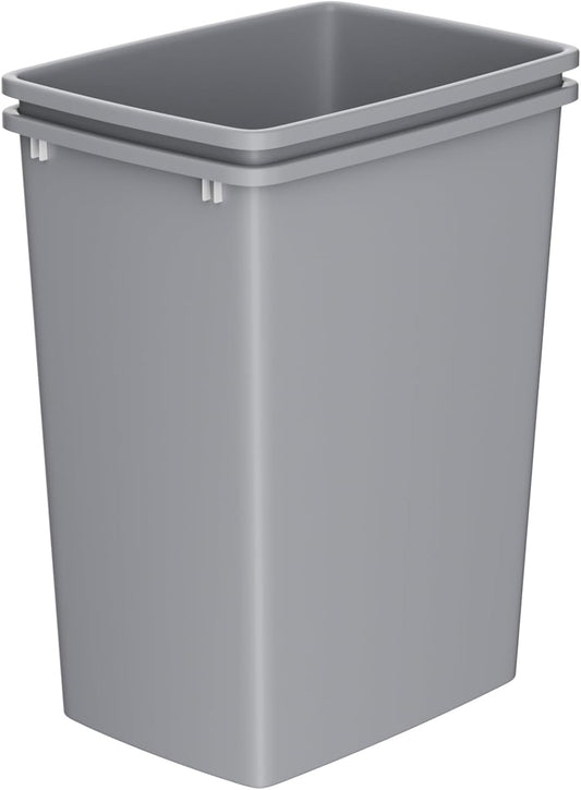35 Quart Plastic Trash Can, Under Canbinet Waste Bin, 9-Gallons Slim Trash Can for Kitchen Bedroom Office Bathroom Under Sink Grey (2-Pack)