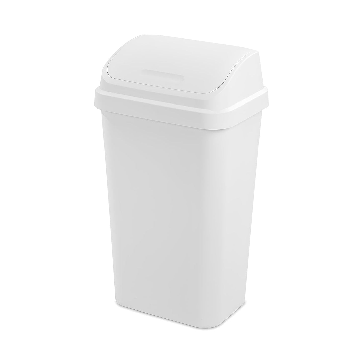 Sterilite 12 Pack Kitchen Garbage Trash Can with Plastic Swing Top, 13 Gal, White