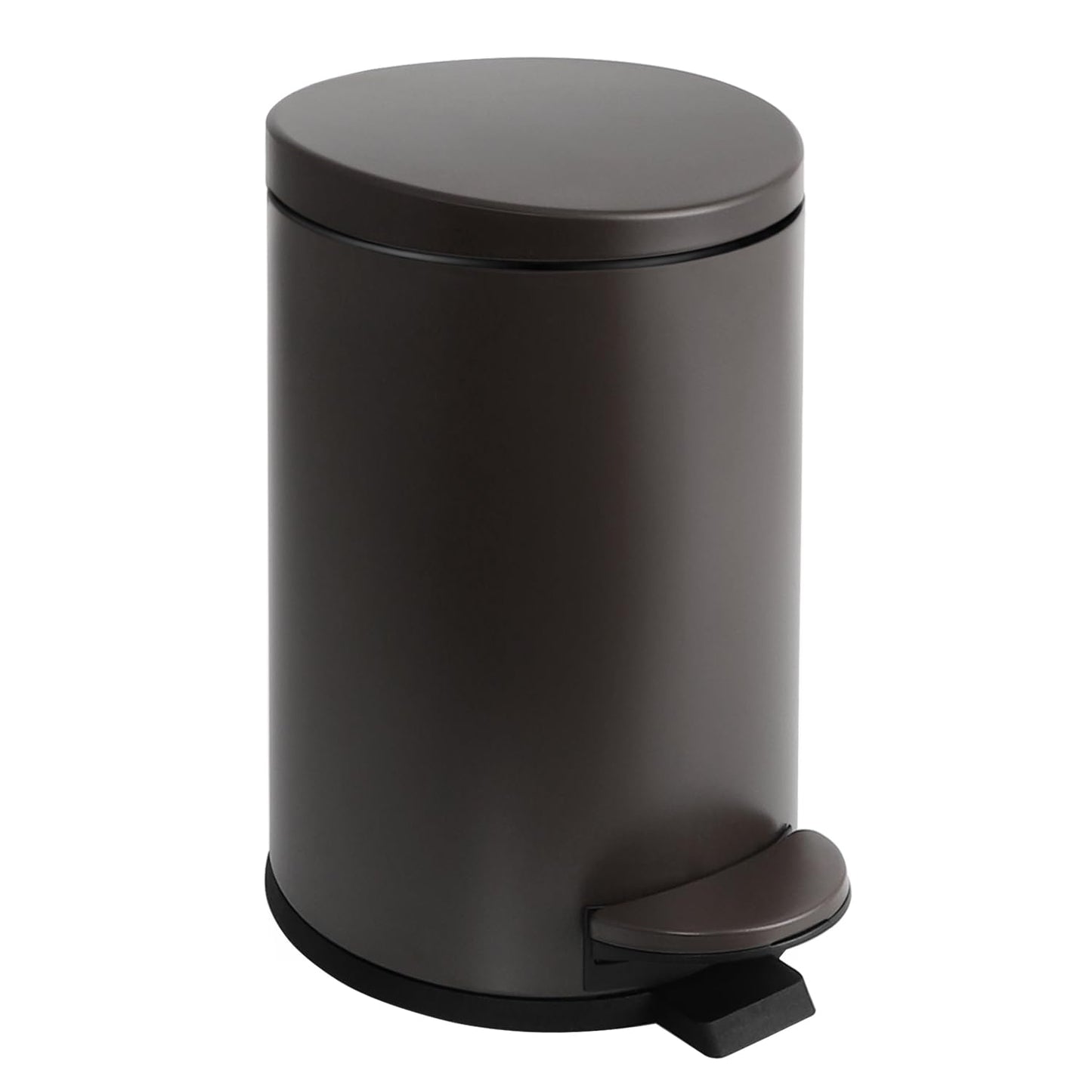 TIPGO Small Trash Can with Lid Soft Close, 4.5 Liters / 1.2 Gallon Bathroom Garbage Can, Mini Step Trash Bin, Stainless Steel Wastebasket for Bathroom, Bedroom, Office (Brown)