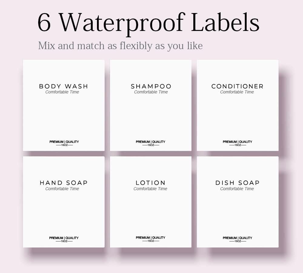 3 Pack of Shampoo and Conditioner Bottles - Apothecary Dispenser Bottle for Bathroom and Kitchen, Refillable Shampoo Bottles for Shampoo Lotion Oil Shower Soap Hand Soap and Dish Soap (Black)