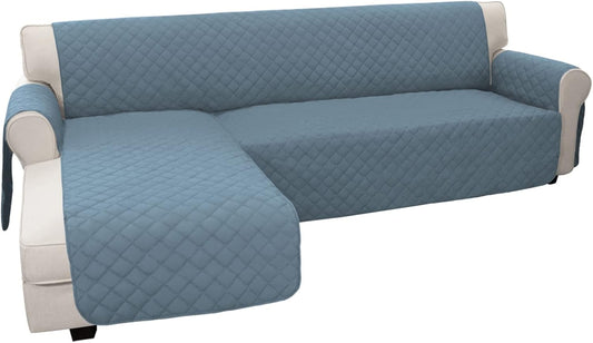 Easy-Going L Shape Sofa Slipcover Sectional Couch Cover - Reversible Chaise Lounge Furniture Protector for Pets, Kids, Children, Dog, Cat (X-Large, Light Blue/Light Blue)