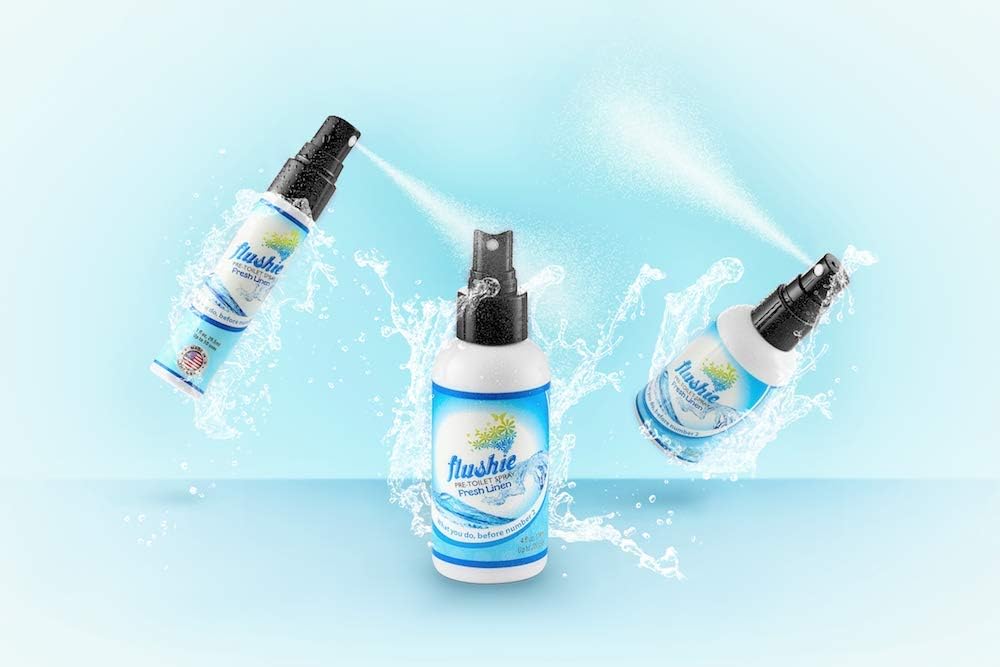 Flushie Pre-Toilet Spray for Poop Travel Size Toiletries Bathroom Spray for Poop Spray for Toilet Deodorizer Traveling Essentials Poop deodorizer Poop Odor eliminator 4oz (Linen, 1 Pack)