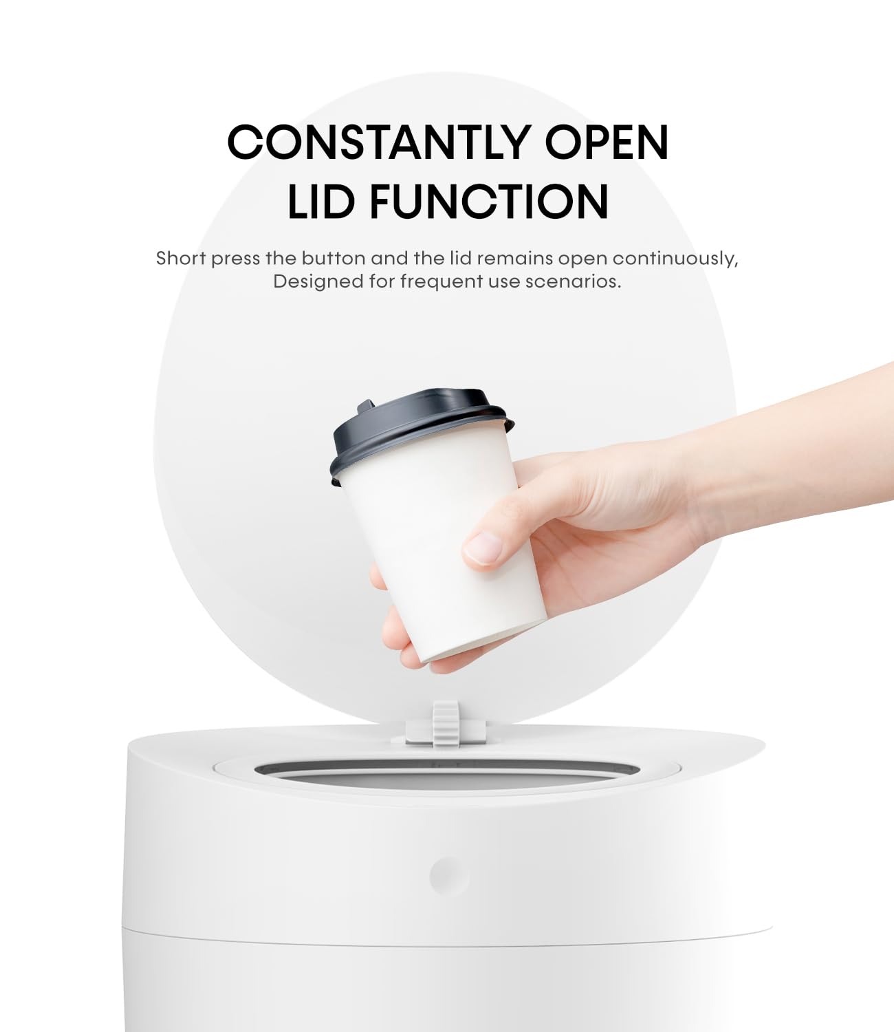 TOWNEW T AIR ONE Smart Trash Can, 2.6 Gallon Automatic Garbage Can with Self-Sealing and Self-Changing, Motion Sense Activated Rechargeable Trashcan for Living Room Bedroom Workshop Kitchen, White