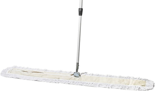 Commercial Dust Mop – 60 Inch Floor Sweeper for Hardwood, Reusable Cotton Mop Head, Extendable Handle, Dry Mop for Floor Cleaning & Janitorial Supplies