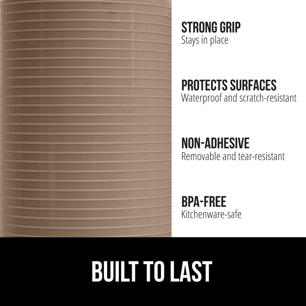 GORILLA GRIP DuraGuard Shelf Liner, 24x30 Non-Adhesive Cabinet Liners for Kitchen Drawers, Shelves, Refrigerator, Pantry Storage, Bathroom Closet, Durable Waterproof BPA Free Ribbed Plastic, Beige