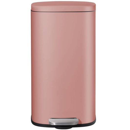 AthLike Trash Can, Stainless Steel Kitchen Garbage Can, Step Waste Bin with Hinged Lid and Removable Inner Bucket, Soft-Close, Dustbin for Bathroom Bedroom Living Room Home (Pink, 13.2 Gal)
