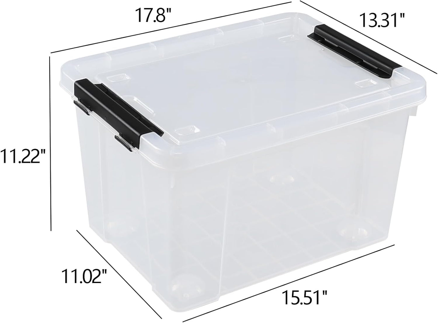 Pekky 34 Quart Clear Storage Bins with Lid, 4 Pack Latching Box Totes