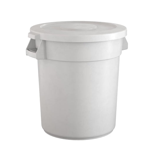 20 Gallon White Round Commercial Trash Can with Lid