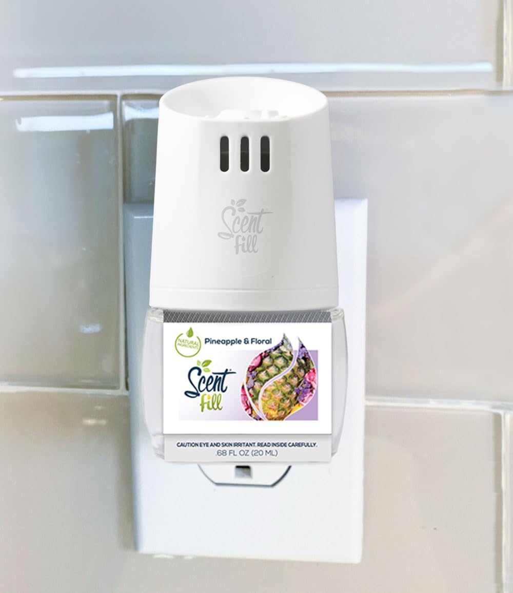 Scent Fill Pineapple & Floral Plug in Air Freshener, 4 Scented Oil Refills