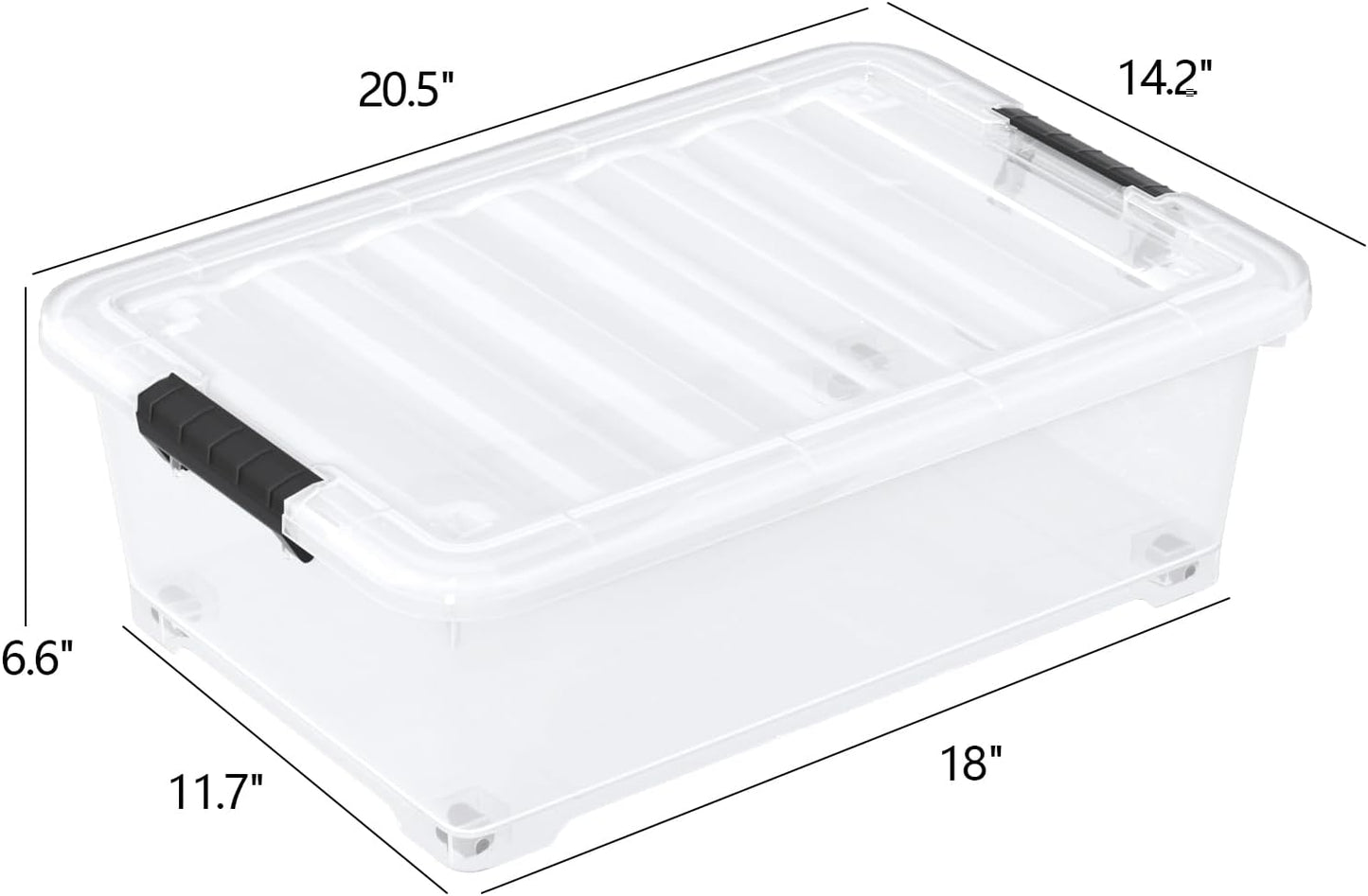 20 Quart Under Bed Shoe Storage Container Bin with Wheels for Underbed, Home or Office Organization, Set of 4