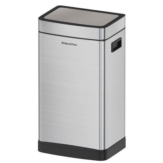 8 Gallon Stainless Steel Garbage Can with Removable Inner Bucket,30L Kitchen Trash Can with Press Top Lid(Brushed Gray)