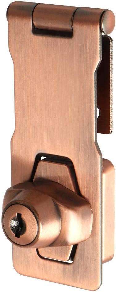 Alise Keyed Hasp Lock,4 Inch Safety Packlock Clasp Hasp Lock Latch with Lock,Door Hinge Lock with Keys Keyed Locking Hasp for Cabinets Closets Doors,Red Bronze
