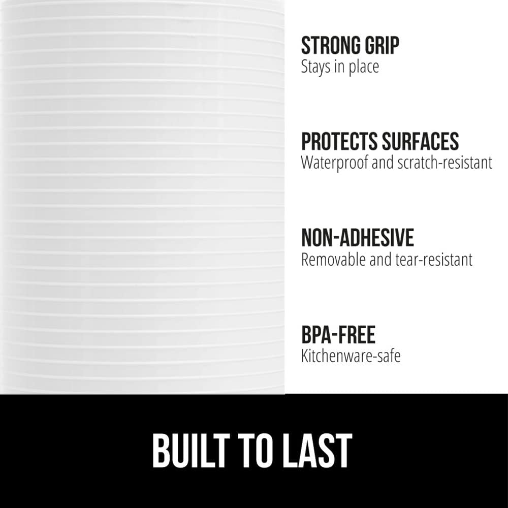 GORILLA GRIP DuraGuard Shelf Liner, Non-Adhesive Cabinet Liners for Kitchen Drawers, Shelves, Refrigerator, Pantry Storage, Bathroom Closet, Durable Waterproof BPA Free Ribbed Plastic, 20x10 White