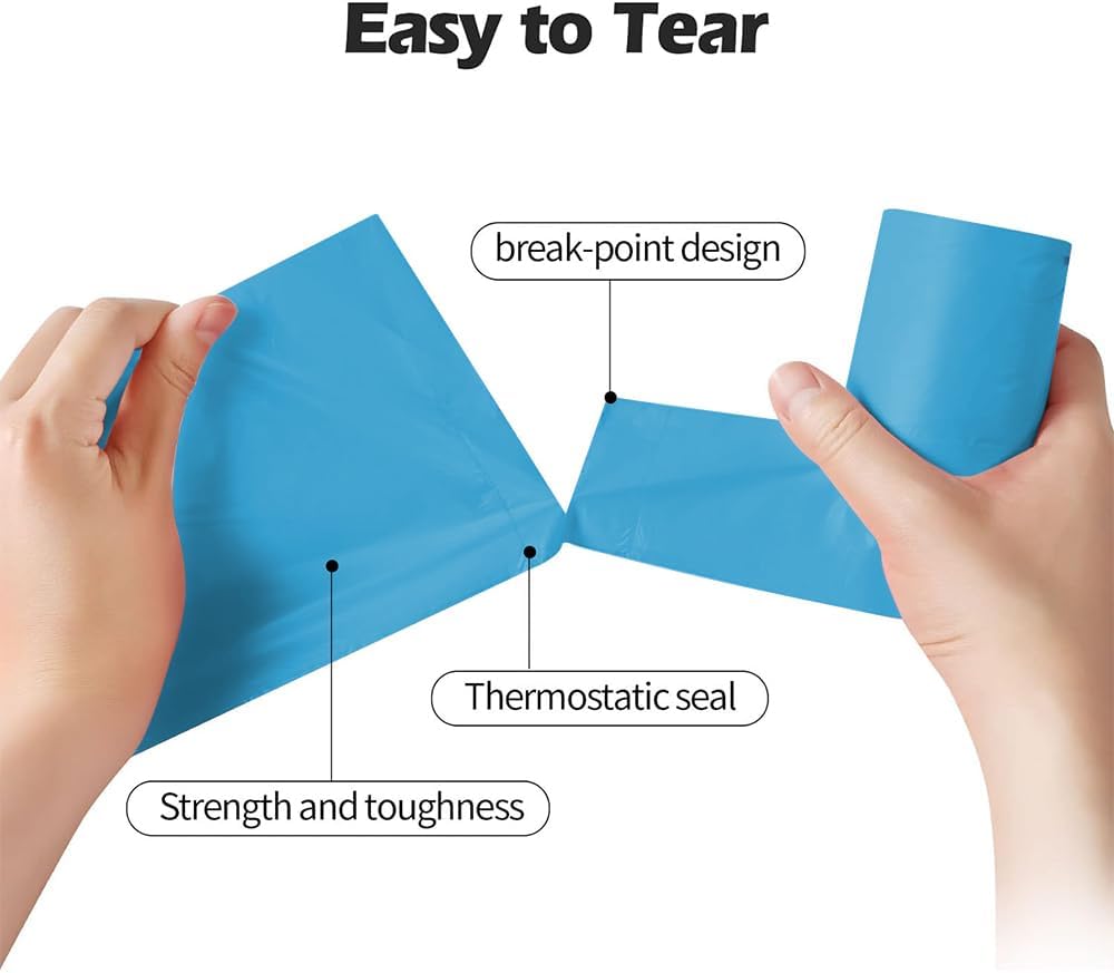 2-4 Gallon Portable Trash Bags,60 Counts Thicken portable Small Garbage Bags for Office, Kitchen,Bedroom Trash Can,Strong Trash Bags（Blue）