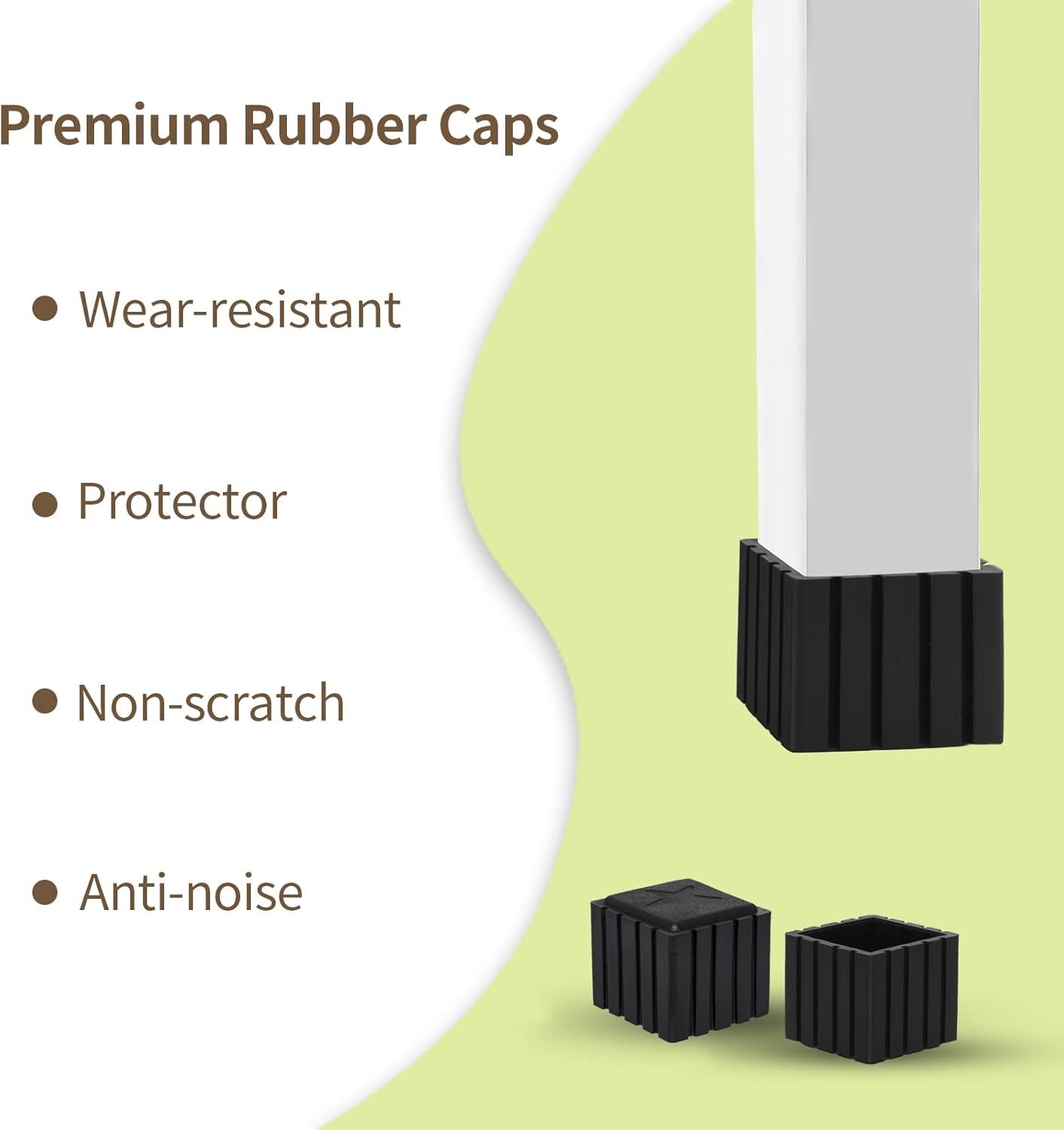 Flyshop Anti-Skid Non-Marking Synthetic Rubber Patio Chair Table Leg Caps Square Furniture Covers 20pcs, Black, 30 mm x 30 mm, 1-3/16" x 1-3/16"