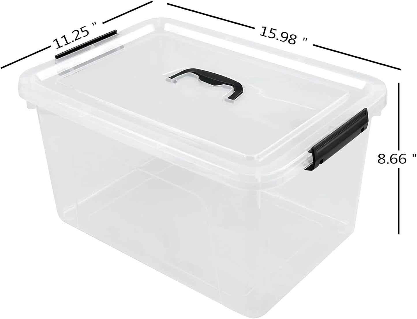17.5 L Clear Plastic Storage Box, 4-Pack Latch Storage Bin