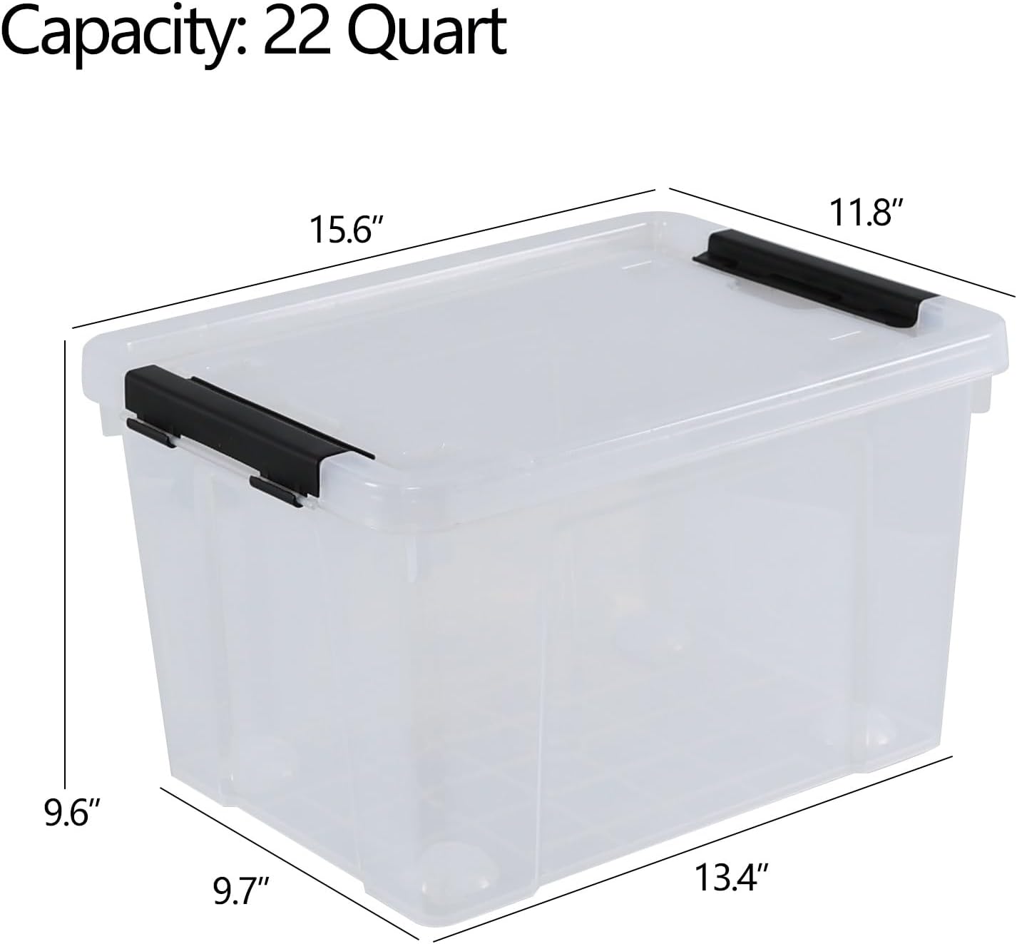 Ggbin 22 Quart Plastic Storage Box with Lid, 6 Pack Latching Container Bins