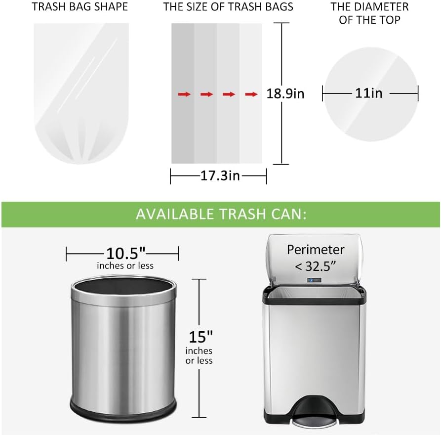 3 Gallon 120 Counts (fit 2.6-3.3 Gal) Small Trash Bags Garbage Bags by RayPard, 10-12 Liter Waste Basket Liner Fit 2.6,3.1,3.2,3.3 Gal Trash Can for Home Office Kitchen Bathroom Bedroom, Black