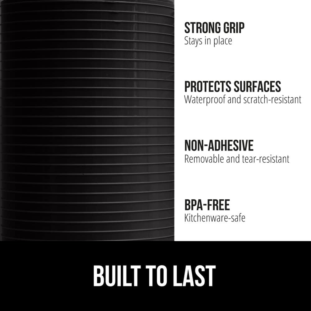 GORILLA GRIP DuraGuard Shelf Liner, 24x30 Non-Adhesive Cabinet Liners for Kitchen Drawers, Shelves, Refrigerator, Pantry Storage, Bathroom Closet, Durable Waterproof BPA Free Ribbed Plastic, Jet Black