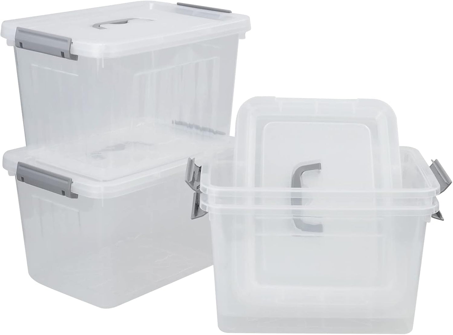 4-Pack Clear Plastic Storage Latch Box with Lids, 10 L
