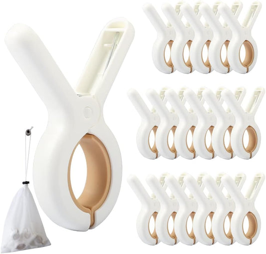 18 PCS Beach Towel Clip, Cloth Pins, Quilt Drying Clip, Plastic Clothespins, Strong Grip Holder to Dry Laundry on Clothesline and Hanging Rack(Small)