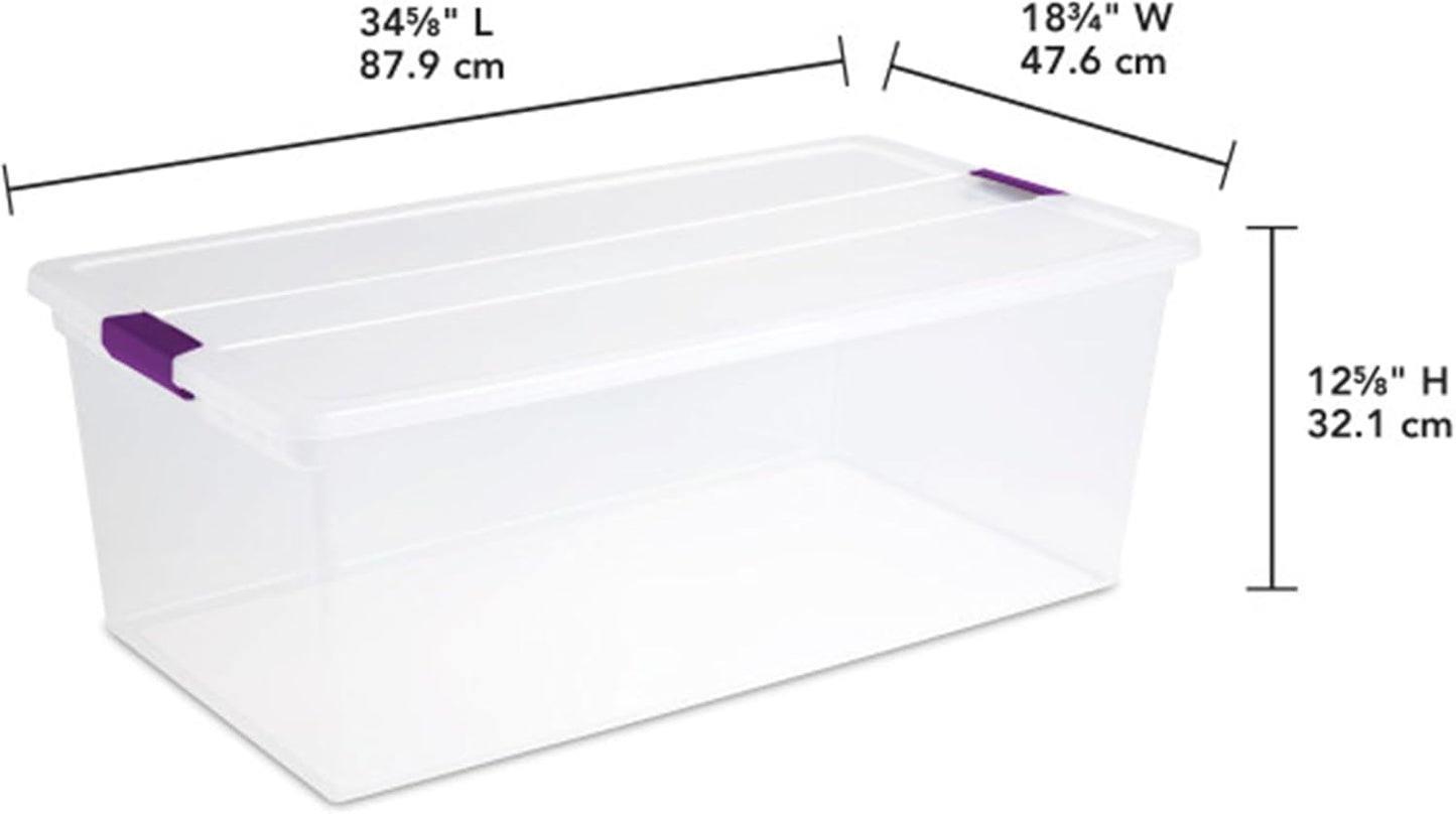 Sterilite 8-Pack 110 Quart ClearView Latch Box, Stackable Organizer Bins with Latching Lids - Clear Plastic Organization Containers for Closet, Bedroom, Shelving Units and Everyday Home Storage