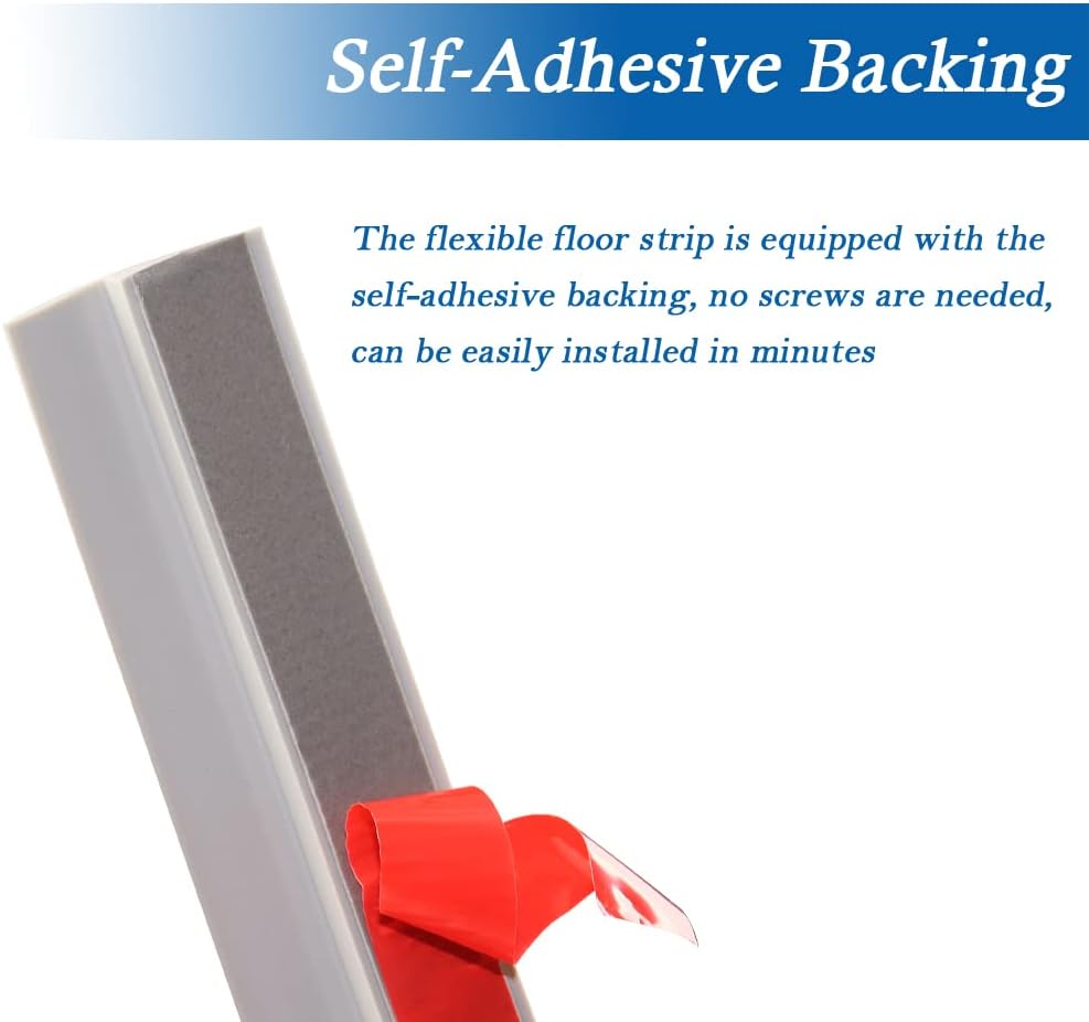 Floor Transition Strip Self Adhesive Carpet & Flooring Transitions Edging Trim Strip PVC Threshold Transitions Suitable for Threshold Height Less Than 3mm (3.3Ft, Gray)