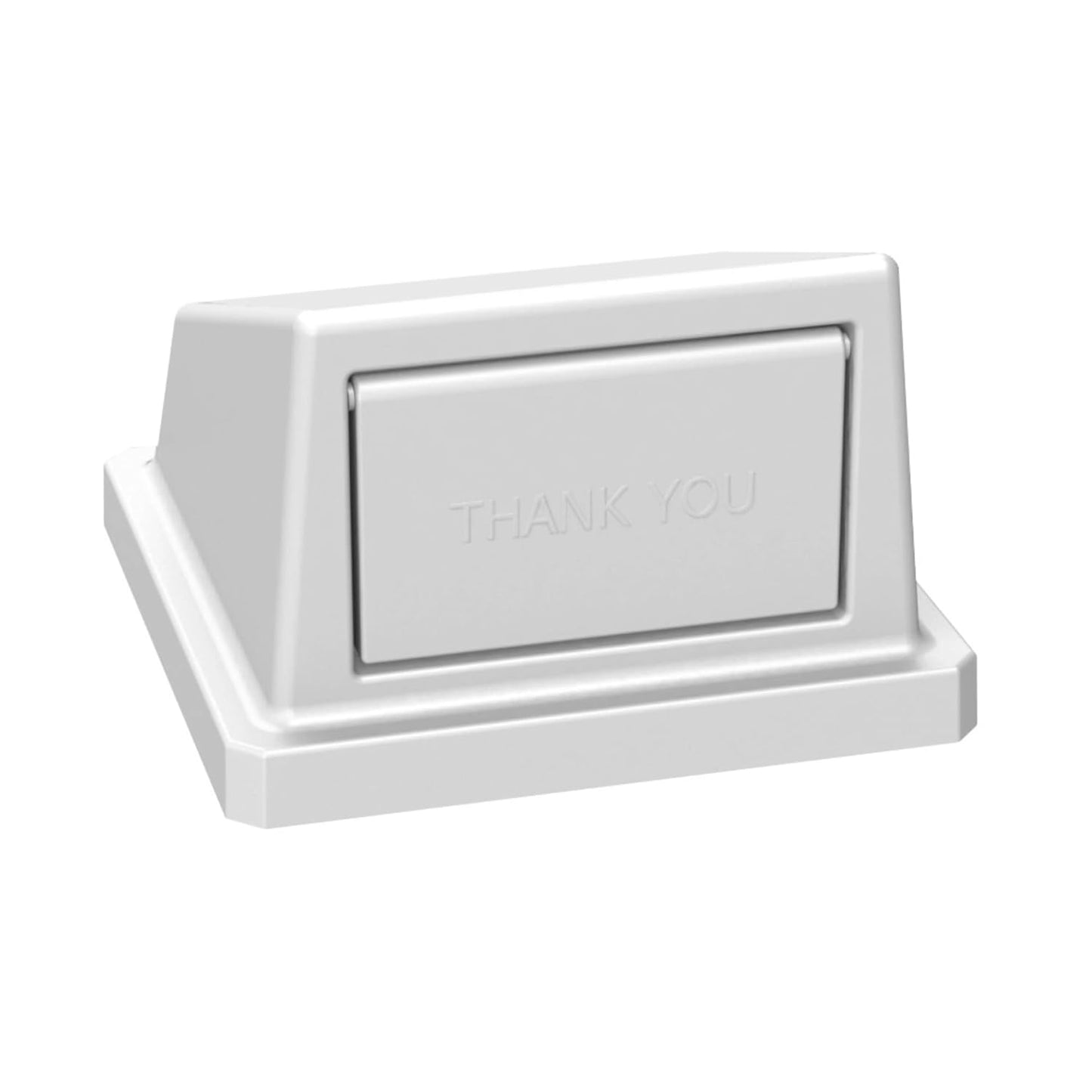 32 Gallon Square Slatted 100% Recycled Plastic Heavy-Duty Commercial Outdoor or Indoor Trash Can with Push Top Lid | Great for Schools and Businesses - White