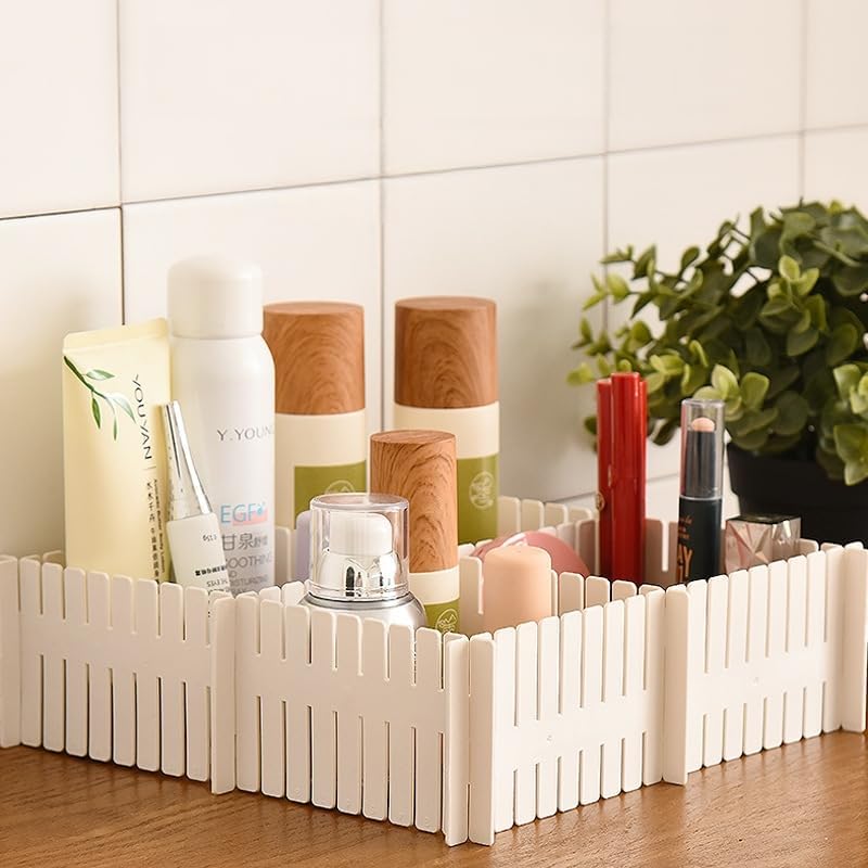 Adjustable Drawer Divider Kit – 8 Pack (White + Pink) – DIY Expandable Drawer Organizer for Dresser, Kitchen, Bathroom