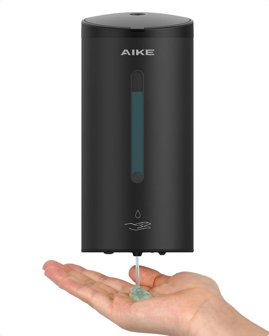 AIKE Automatic Wall Mount Liquid Soap Dispenser, Commercial Stainless Steel with 25oz Large Capacity Save Time Effort and Cost,Model AK1205(Matte Black)
