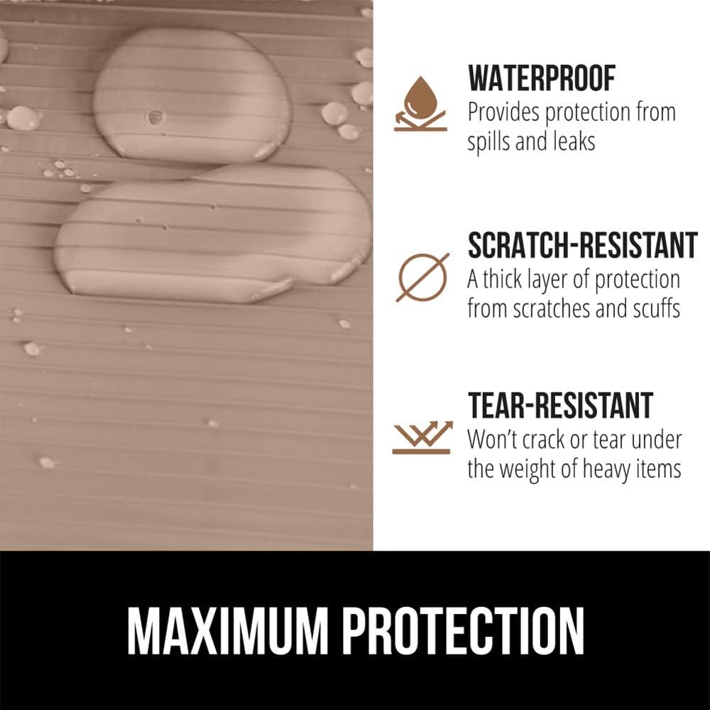 GORILLA GRIP DuraGuard Shelf Liner, 17.5x20 Non-Adhesive Cabinet Liners for Kitchen Drawers, Shelves, Refrigerator, Pantry Storage, Bathroom Closet, Durable Waterproof BPA Free Ribbed Plastic, Beige