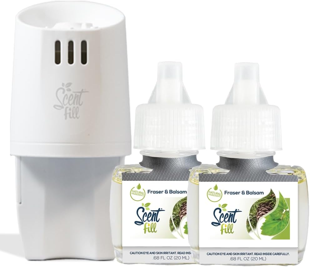 Scent Fill Fraser Fir Plug in Air Freshener, Scented Oil Refills, 2 Refills + Diffuser
