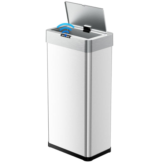 TLSUNNY 13.2 Gallon Motion Sensor Trash Can,Touchless Automatic Garbage Can,Brushed Stainless Steel Smart Bin,with Bag Holder,Soft Close Lid,for Kitchen,Office,RV,Bedroom,Living Room (Silver, 50L)