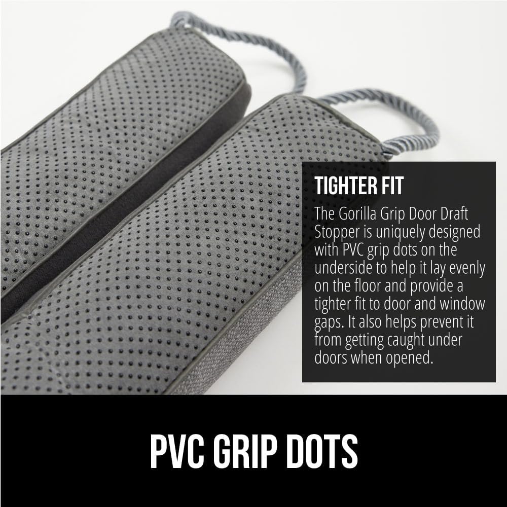GORILLA GRIP Door Draft Stopper for Bottom of Doors, Weather Stripping Seal Blocks Hot Air, Noise, Bugs, Keeps Cold AC in, Sound Proofing Easy Install Gap Filler, Home Essentials, 32 Inch, Slate Gray