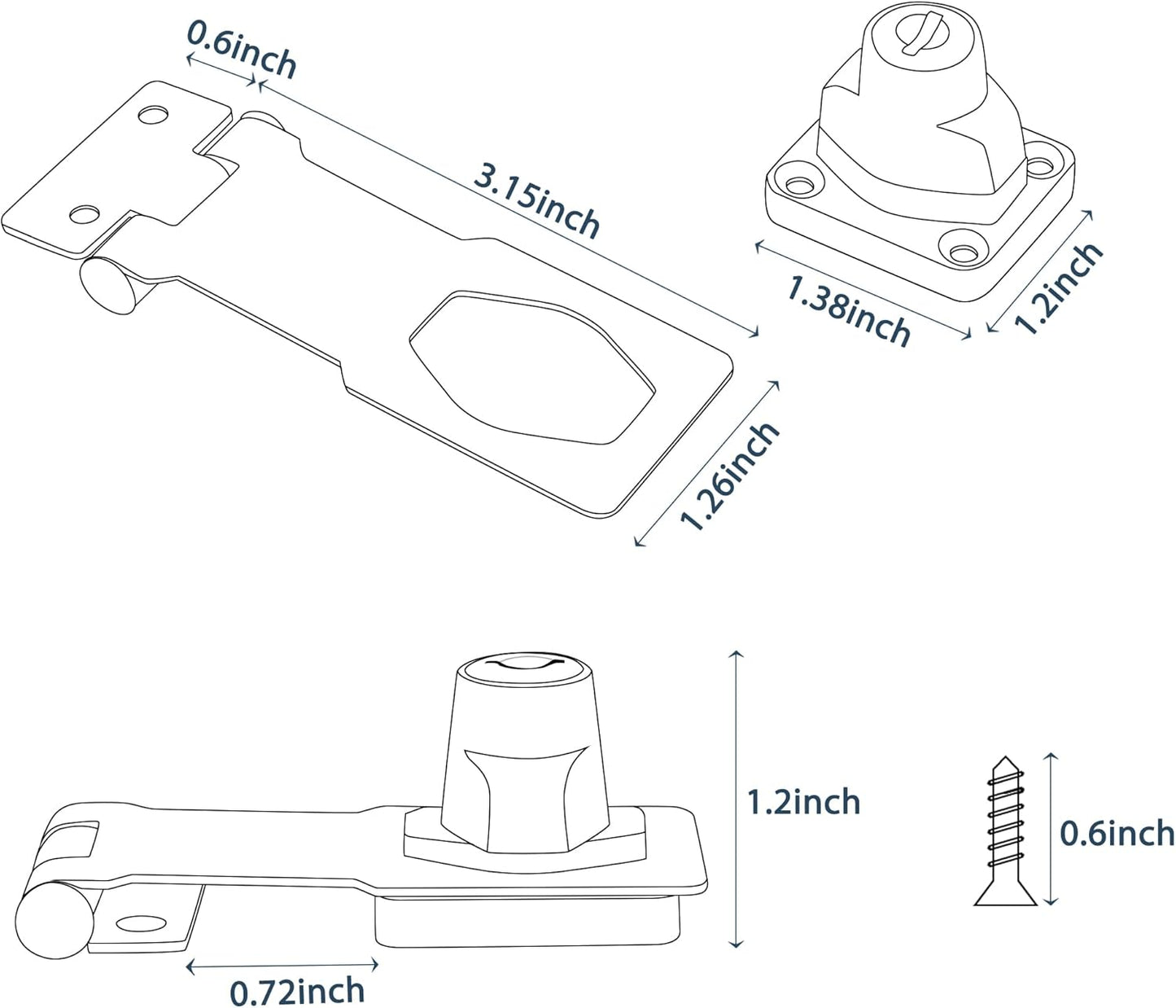 Alise Keyed Hasp Lock,3 Inch Safety Packlock Clasp Hasp Lock Latch with Lock,Door Hinge Lock with Keys Keyed Locking Hasp for Cabinets Closets Doors,Red Bronze