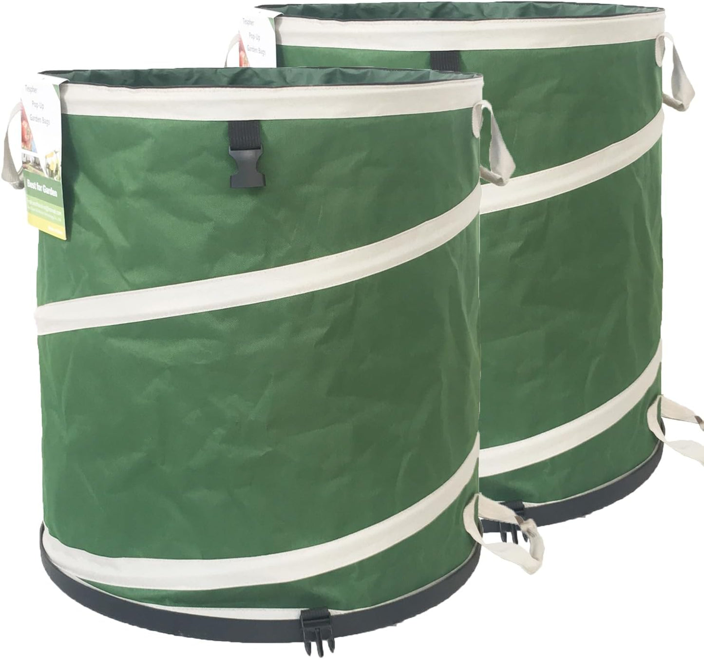 2-Pack 32 Gallon Collapsible Trash Can (19x25 in) Solid Bottom for Yard Waste Bag,Yard Debris Bag,Pop-Up Trash Can,Recycling Bin,Camping Waste Bin,Laundry Hamper,Lawn Grass,Garden Weeds Bags,Leaf Bags