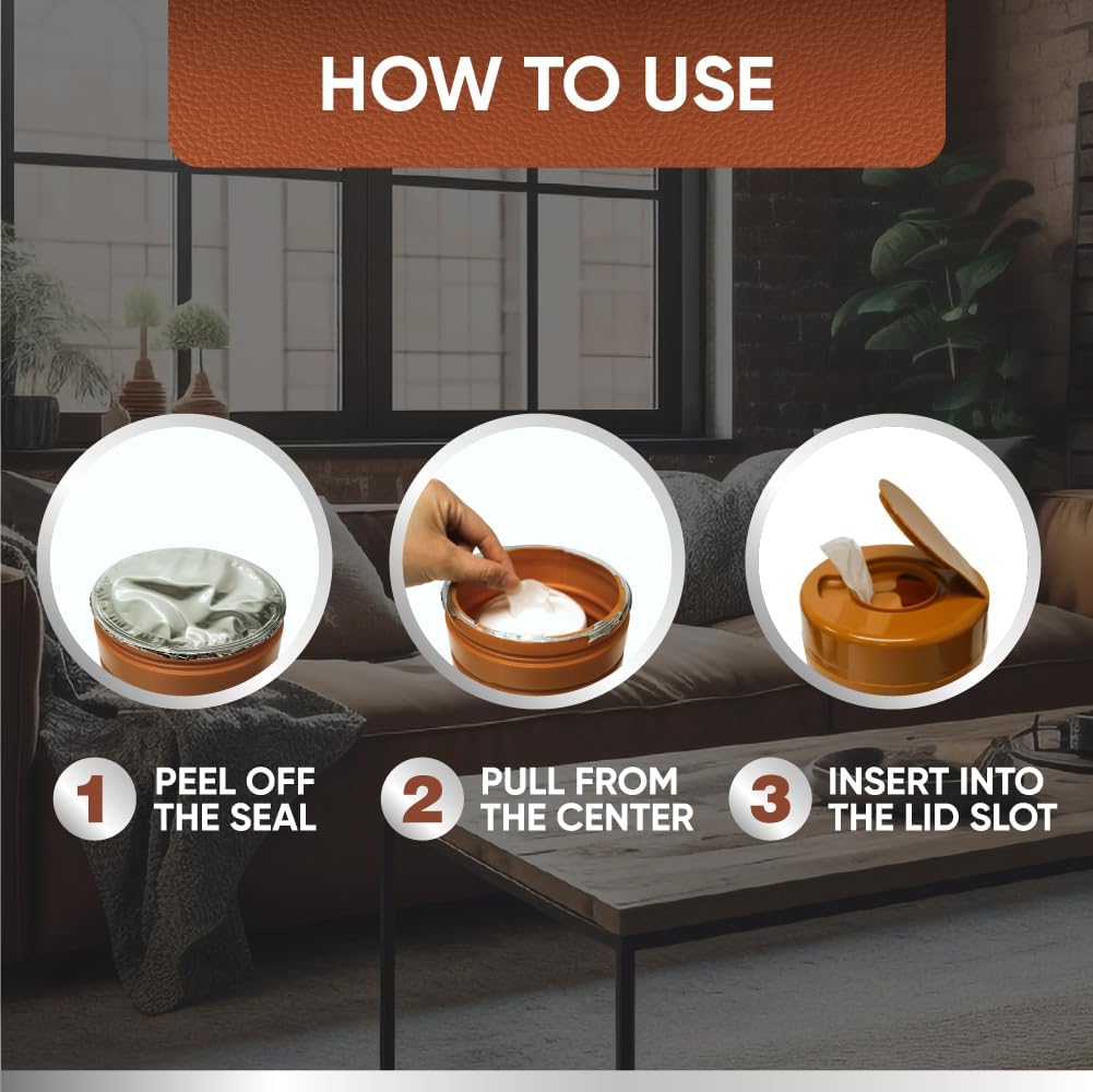 Air Jungles 3in1 Leather Wipes 50 Count, Extra Large 8" x 10" Size, Clean Condition Protect Wipes for Leather Furniture Auto Car Interior Shoes Boots Bags Apparel and Vinyl