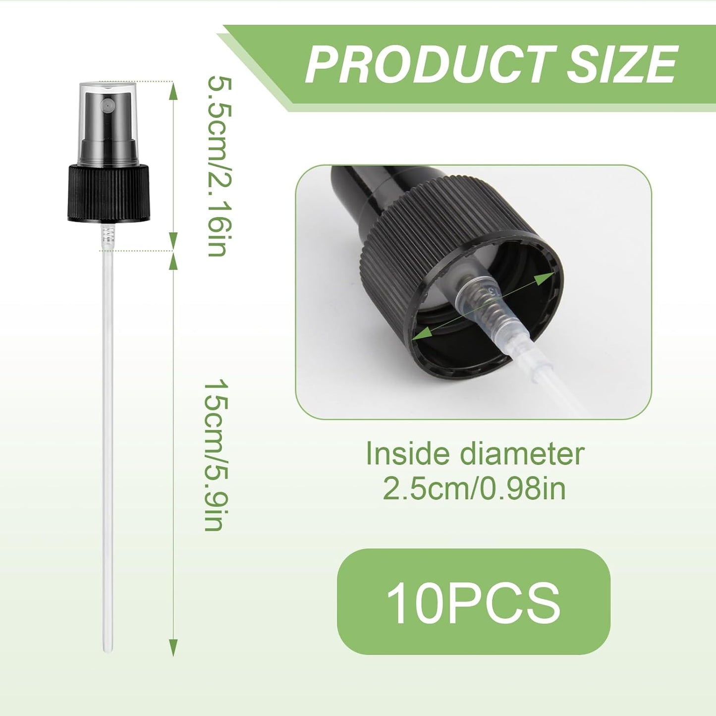 8Pcs Spray Nozzle for Bottles, Durabble Easy-to-use Spray Can nozzles, Spray Bottle Nozzle Replacement with Plastic Dip Tube for Cleaning Solutions (Black)