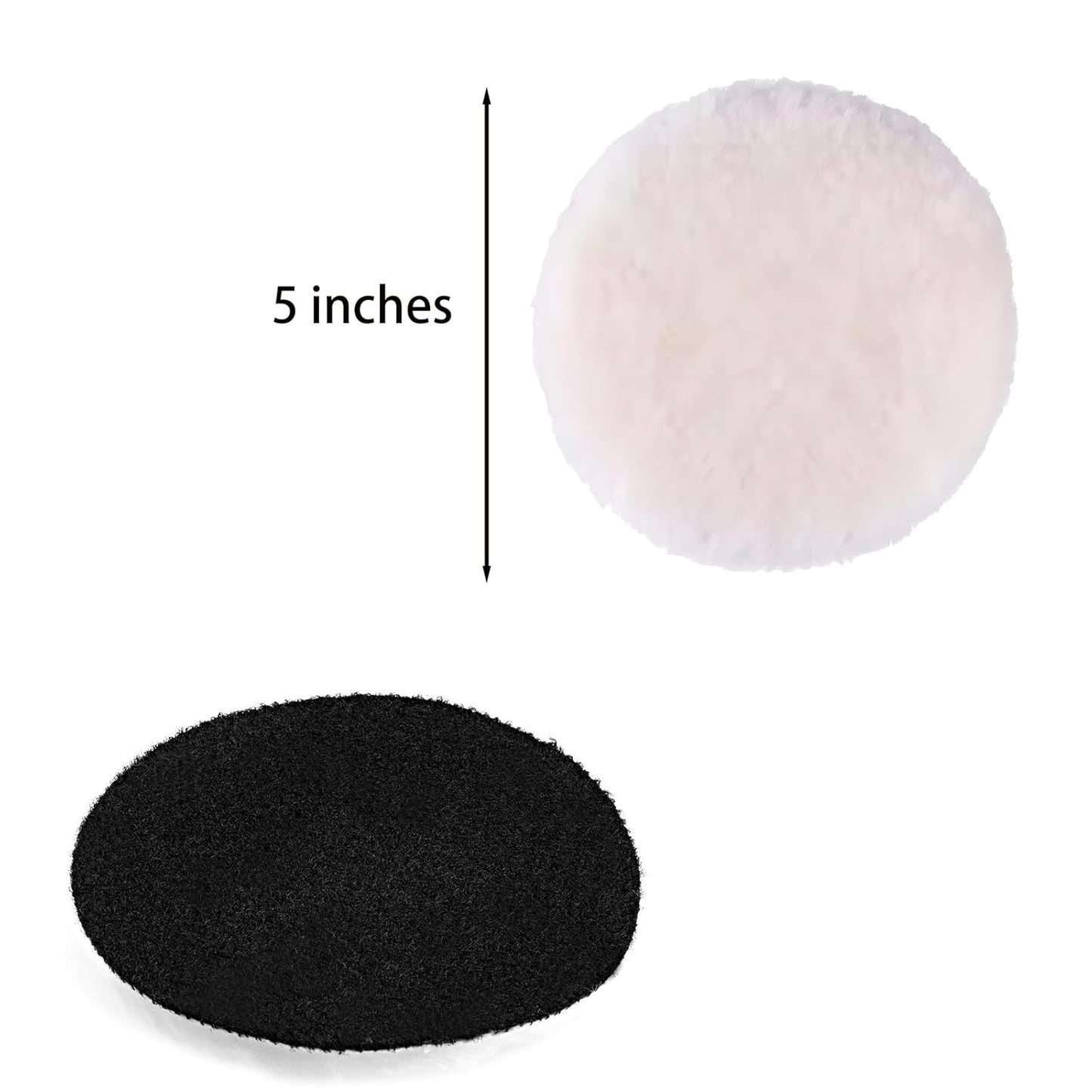 5 inches Wool Buffing Pads polishing Soft Sheepskin for Car, Furniture, Glass & More with Hook and Loop(Packs of 2)