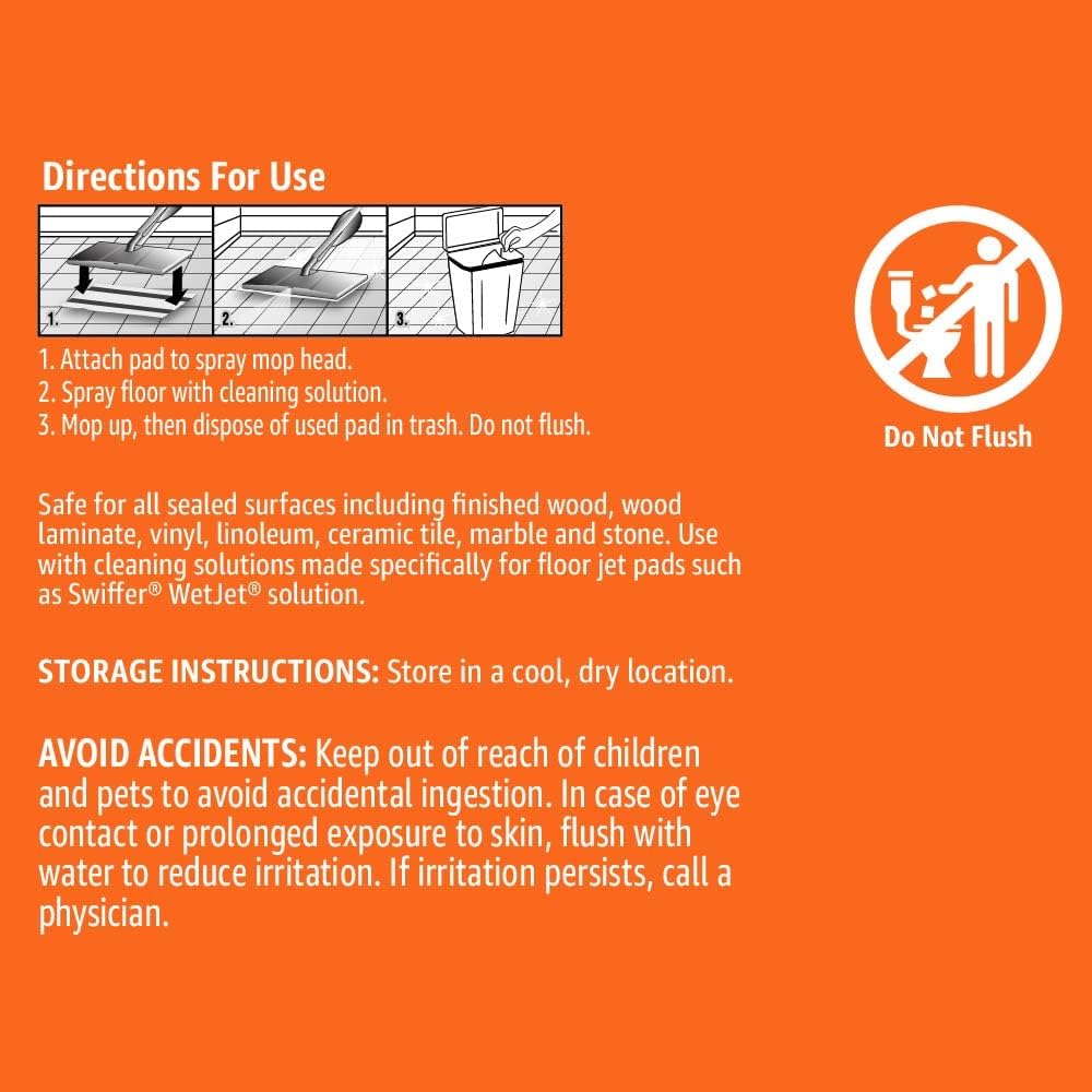 Amazon Basics Heavy Duty Floor Mopping Pads with Microfiber, Fits Swiffer WetJet Mopping Systems, 30 Count (Pack of 1)