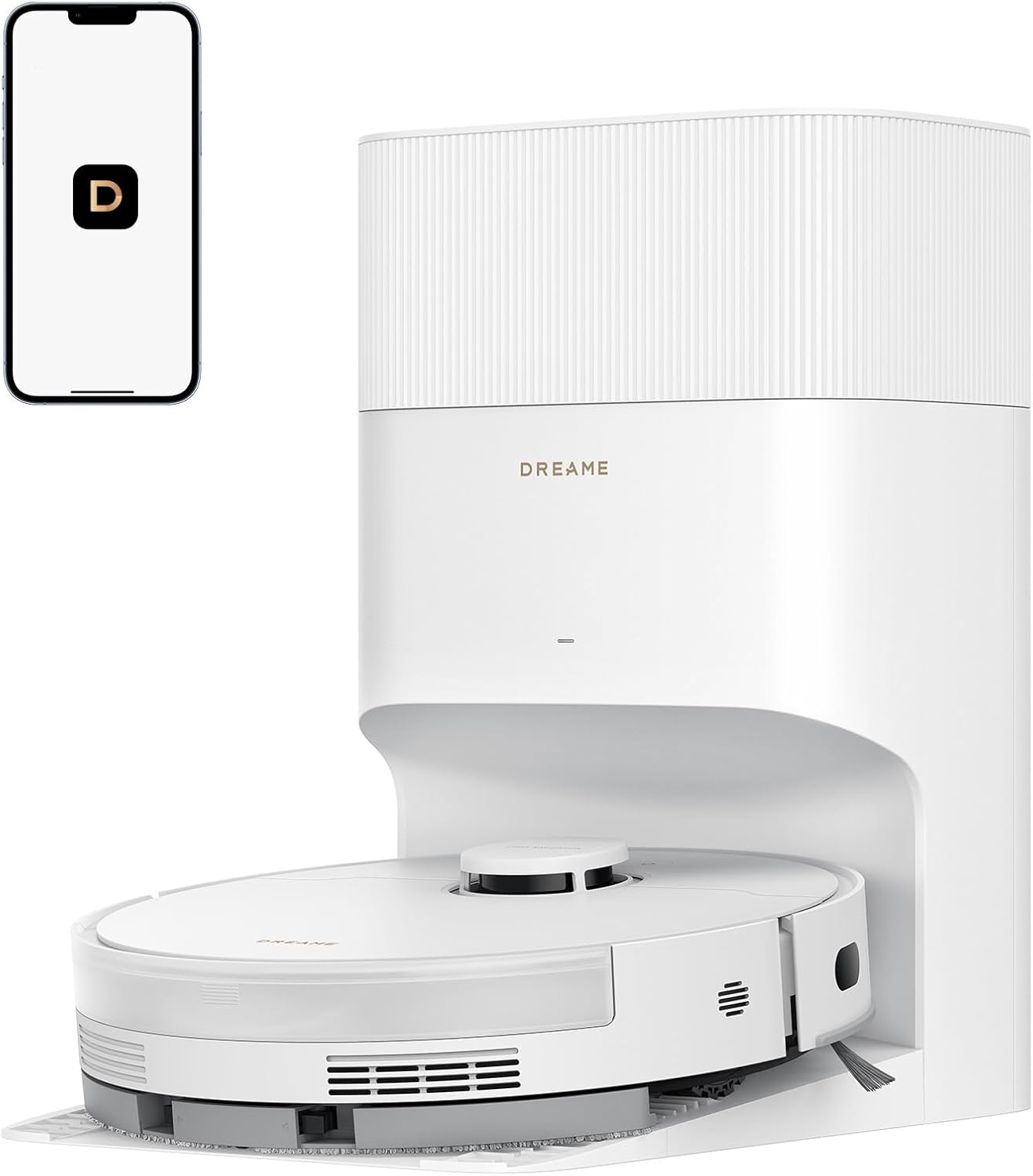 dreame D20 Plus Robot Vacuum and Mop, 13,000Pa Suction, Self-Emptying with 5L Dust Bag, DuoBrush for Pet Hair, LDS Mapping, App & Voice Control, 5200mAh Battery, Ideal for Hard Floors & Carpets